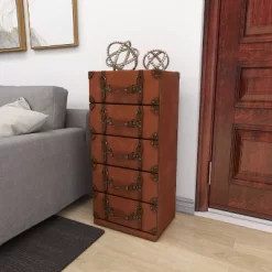 Traditional Faux Leather 5 Drawer Chest Camel Brown - Olivia & May -Baxton Studio Store GUEST 0016e756 d3cc 4620 8aab 960d51f9ed9b