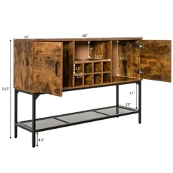 Costway Industrial Kitchen Buffet Sideboard 2-Door Console Table W/Open Shelf Wine Rack -Baxton Studio Store GUEST 002516cc 043f 4b54 8129 a414eaa7ce0b