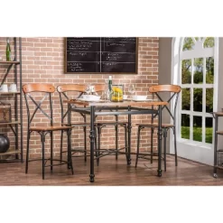 5pc Broxburn Wood And Metal Pub Counter Height Dining Set Brown - Baxton Studio -Baxton Studio Store GUEST 00a84b91 9538 40d9 93af 6613895650db