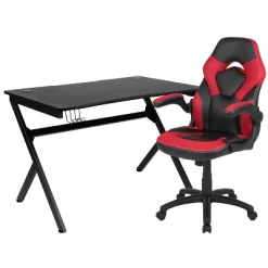 Flash Furniture Gaming Desk And Racing Chair Set With Cup Holder, Headphone Hook & 2 Wire Management Holes -Baxton Studio Store GUEST 0116e199 c111 4395 83de b75bbf29cc67