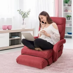 Costway Folding Floor Single Sofa Massage Recliner Chair W/ A Pillow 5 Adjustable Backrest Position Leisure Lounge Couch BlueRedWhite 12 Costway Folding Floor Single Sofa Massage Recliner Chair W/ A Pillow 5 Adjustable Backrest Position Leisure Lounge Couch BlueRedWhite -Baxton Studio Store GUEST 01454400 80b3 4db7 a02a 2e0354add3f6