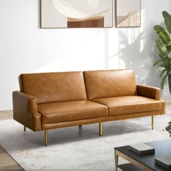 Lanna 76"Wide Vegan Leather Modern Style Convertible Futon Sofa Bed For Living Room Guest Bedroom | ARTFUL LIVING DESIGN -Baxton Studio Store GUEST 0186db79 f02f 498a ae0d f79c929e4342