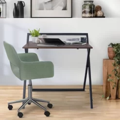 22" Folding Wooden Home Office Computer Desk With Metal Base Natural/Black - Teamson Home -Baxton Studio Store GUEST 01cbb062 a6d5 49e8 8c8d 691e376495ac