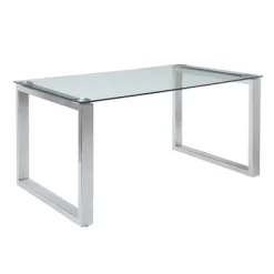 60" Caspian Dining Table Clear Glass/Chrome Finish - Acme Furniture