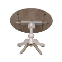 Kayden Round Dual Drop Leaf Pedestal Table Washed Gray Taupe - International Concepts -Baxton Studio Store GUEST 034983e1 8eb4 49fb 9f45 3a2192676750