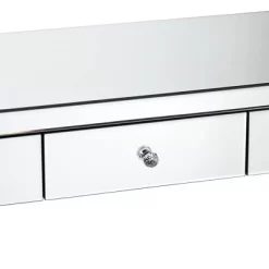 Studio 55D Thea Modern Mirrored Rectangular Desk 39 1/2" X 18" With 3-Drawer Silver Faceted Crystal Knobs For Living Room Bedroom Bedside Entryway -Baxton Studio Store GUEST 035db8b8 299a 45c4 8983 87d8df55d5e9