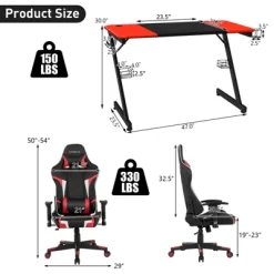 Costway Gaming Desk & Chair Set Z-Shaped Racing Style Desk With Massage Swivel Gaming Chair -Baxton Studio Store GUEST 036d20b3 71d1 45ab 9816 d9e7d1e337b5