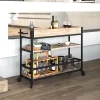 Emma And Oliver Light Oak Wood Kitchen Bar Cart, Stemware Rack And Locking Casters -Baxton Studio Store GUEST 03a17c67 ab93 40d7 8651 69a089892a89