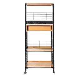 Better Home Products Kristi Metal Frame Microwave Stand With Storage In Black -Baxton Studio Store GUEST 03bfc7c6 1b1b 4493 b0fa 1047f7400774