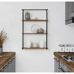 20" X 32" Walters Wood/Metal 3 Tier Shelving Brown - Kate & Laurel All Things Decor -Baxton Studio Store GUEST 0413a308 63b0 4d07 8b19 5c171ce45564
