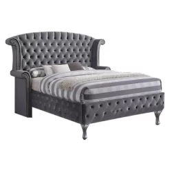 Rebekah Queen Bed Gray Fabric - Acme Furniture