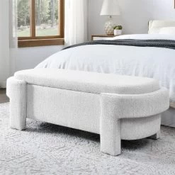 Karen- Large Storage Upholstered Linen Bench With Solid Wood Legs-Maison Boucle -Baxton Studio Store GUEST 054ebbfd 480b 4aa1 aa6d 429d081c8923