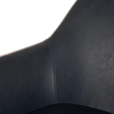 Set Of 2 Mid Century Modern Vintage Leatherette Dining Armchair Navy Blue - Glitzhome 5 Set Of 2 Mid Century Modern Vintage Leatherette Dining Armchair Navy Blue - Glitzhome - Image 3