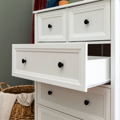 Farmhouse 5 Drawer Grooved Tall Storage Dresser White - Saracina Home 8 Farmhouse 5 Drawer Grooved Tall Storage Dresser White - Saracina Home - Image 6