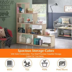 Tangkula 4-Layer Corner Storage Rack Freestanding Display Bookshelf Burlywood/White -Baxton Studio Store GUEST 077ac8a9 5a85 4461 b08d e0488a90a517