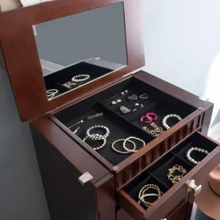 Tierra Contemporary Jewelry Armoire Merlot Brown - Powell Company -Baxton Studio Store GUEST 085558e9 c9e0 4e39 bd5e 249aa387810f