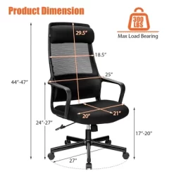 Costway Adjustable Mesh Office Task Chair Heating Lumbar Support Headrest GreyBlack -Baxton Studio Store GUEST 085d7919 1358 474f a0bc 8b565ba0cd07