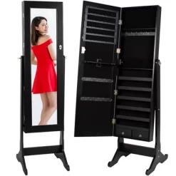 Best Choice Products 6-Tier Standing Mirror Lockable Storage Organizer Cabinet Armoire W/ Velvet Interior -Baxton Studio Store GUEST 086cec6f 711f 4a46 b965 3a099e851b1e