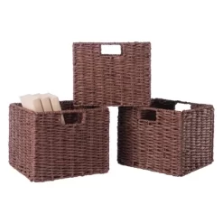4pc Adriana Storage Bench With Baskets Walnut - Winsome -Baxton Studio Store GUEST 08f0a035 bc35 4b89 971b ba731e493b74