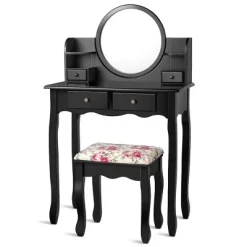 Costway Makeup Vanity Table Drawers Oval Dressing Table Kids Gift -Baxton Studio Store GUEST 09f10413 05df 4628 a2d7 342c5914a1ca