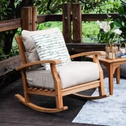 Caterina Teak Patio Rocking Chair With Cushion - Cambridge Casual -Baxton Studio Store GUEST 0b428d21 0124 4c25 b4a8 d810fd05b9dc