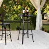 Steel Bar Table With Solid Elm Wood Top - Glitzhome