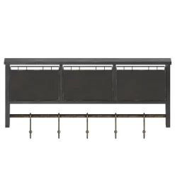 Emma And Oliver Rustic Country Wall Mounted Shelf With 5 Adjustable Sliding Hooks And Three Wire Storage Baskets -Baxton Studio Store GUEST 0c92ee85 7856 4174 bb5b 1049a11db299