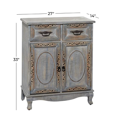 Vintage Wood Cabinet Gray - Olivia & May 19 Vintage Wood Cabinet Gray - Olivia & May - Image 17