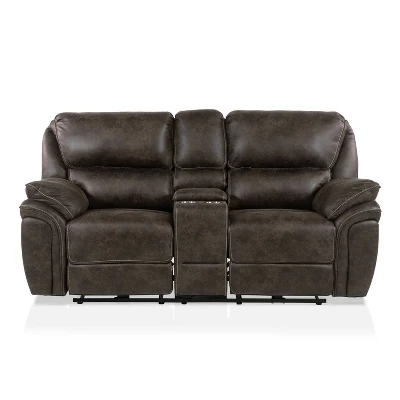 Nisbet Power Reclining Leather Loveseat With Cup Holders Mocha - HOMES: Inside + Out 4 Nisbet Power Reclining Leather Loveseat With Cup Holders Mocha - HOMES: Inside + Out - Image 2