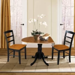 Set Of 3 42" Dual Table With 2 Madrid Chairs Dining Sets Black/Red - International Concepts -Baxton Studio Store GUEST 0f2a6f46 5848 4f6d 8476 1ddd5b31aa0f