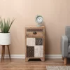 LuxenHome Wood Farmhouse 1-Drawer 1-Door Side Table With Storage.