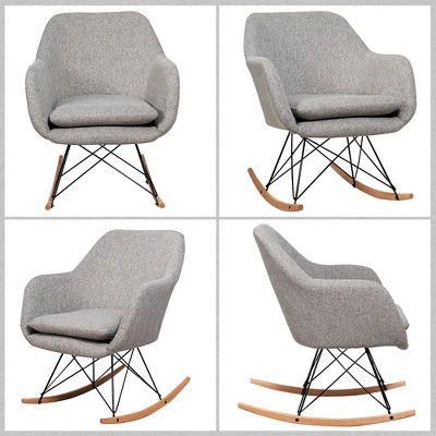 Costway Rocking Chair Fabric Rocker Upholstered Single Sofa Chair Accent Armchair Grey 9 Costway Rocking Chair Fabric Rocker Upholstered Single Sofa Chair Accent Armchair Grey - Image 7