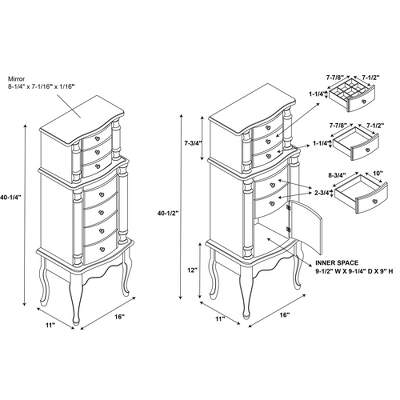 Sedalia Jewelry Armoire Gray - Powell Company 17 Sedalia Jewelry Armoire Gray - Powell Company - Image 15