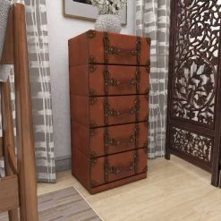 Traditional Faux Leather 5 Drawer Chest Camel Brown - Olivia & May -Baxton Studio Store GUEST 114eedf2 b0cc 4fc4 8a4d 127101c5ba52