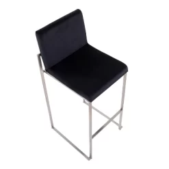 Set Of 2 Fuji High Back Stainless Steel/Velvet Barstools - LumiSource -Baxton Studio Store GUEST 1216d539 6979 4d07 943c ba47a8337c00