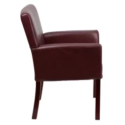 Emma And Oliver Leather Executive Side Reception Chair With Mahogany Legs -Baxton Studio Store GUEST 1252e819 a097 4363 bdc7 e655ebf52e4d