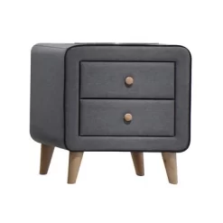20" Valda Nightstand Light Gray Fabric - Acme Furniture
