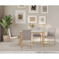 Set Of 2 Highback Fuji Polyester/Steel Dining Chairs Gold/Light Gray - LumiSource -Baxton Studio Store GUEST 142a539c ca9a 4d69 bc26 ff0082af263b