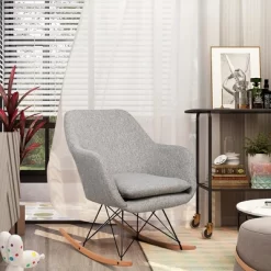 Costway Rocking Chair Fabric Rocker Upholstered Single Sofa Chair Accent Armchair Grey 13 Costway Rocking Chair Fabric Rocker Upholstered Single Sofa Chair Accent Armchair Grey -Baxton Studio Store GUEST 142da05b b6a9 47b1 9df2 8d44629297b6