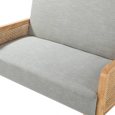 Criss Velvet Loveseat Rattan Armrest 2-Seater Tufted Back Sofa Contemporary Loveseat For Living Room | Karat Home 9 Criss Velvet Loveseat Rattan Armrest 2-Seater Tufted Back Sofa Contemporary Loveseat For Living Room | Karat Home - Image 7