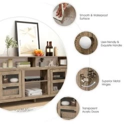 Costway 58'' TV Stand Entertainment Console Center W/ 2 Cabinets Up To 65'' GreyBlackWalnut -Baxton Studio Store GUEST 159ab1da 586b 45c8 a059 0bb13b6ee086