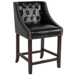 Flash Furniture Carmel Series 24" High Transitional Tufted Walnut Counter Height Stool With Accent Nail Trim -Baxton Studio Store GUEST 15ebf03e cf56 44f0 b555 96348a342849
