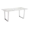 Modern Rectangular Faux Marble Dining Table - Stone, Brushed Stainless Steel - ZM Home -Baxton Studio Store GUEST 167b0c73 788b 4f8e 96e9 4f6a150d69f1