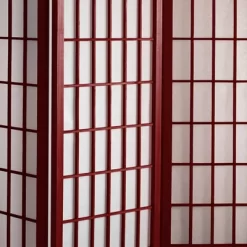 3 Ft. Tall Window Pane Shoji Screen - Rosewood (8 Panels) - Oriental Furniture
