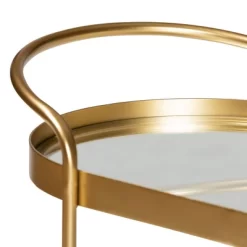 Kamal Glam Brushed Metal And Mirrored Glass 2 Tier Mobile Wine Bar Cart Gold - Baxton Studio -Baxton Studio Store GUEST 177e2668 9776 406c 9999 b2a2b27bbc60