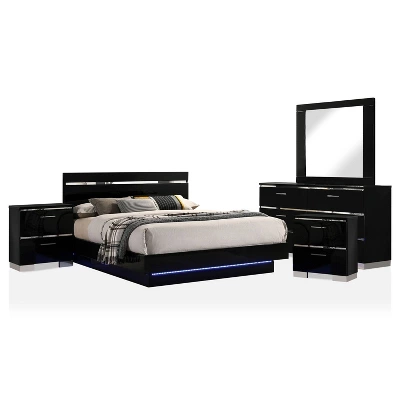 5pc Cavatao Bedroom Set With Led Light Black/Chrome - MiBasics 6 5pc Cavatao Bedroom Set With Led Light Black/Chrome - MiBasics - Image 4