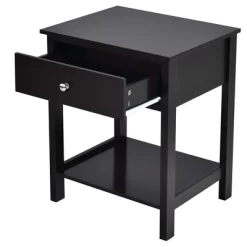 Costway 2PCS 2-Tier Nightstand Modern Side End Table W/ Drawer & Open Shelf -Baxton Studio Store GUEST 18907322 143a 442e aa5a 67762adc663d