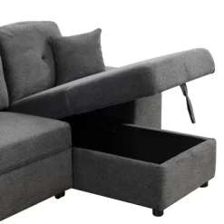 95" Pull Out Sleeper Sofa, Reversible L-Shape Sectional Couch With Storage Chaise And 2 Stools-ModernLuxe -Baxton Studio Store GUEST 1931ec93 92d7 4905 a0f3 1c3bafda0efc