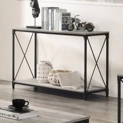 Rosslea Lower Shelf Sofa Table Black/Gray - HOMES: Inside + Out