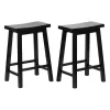 PJ Wood Classic Saddle-Seat 24" Tall Kitchen Counter Stools For Homes, Dining Spaces, And Bars W/Backless Seats, 4 Square Legs, Black (Set Of 8)